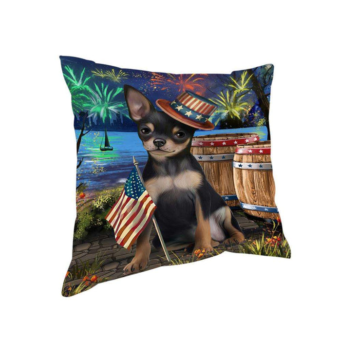 4th of July Independence Day Fireworks Chihuahua Dog at the Lake Pillow PIL60548