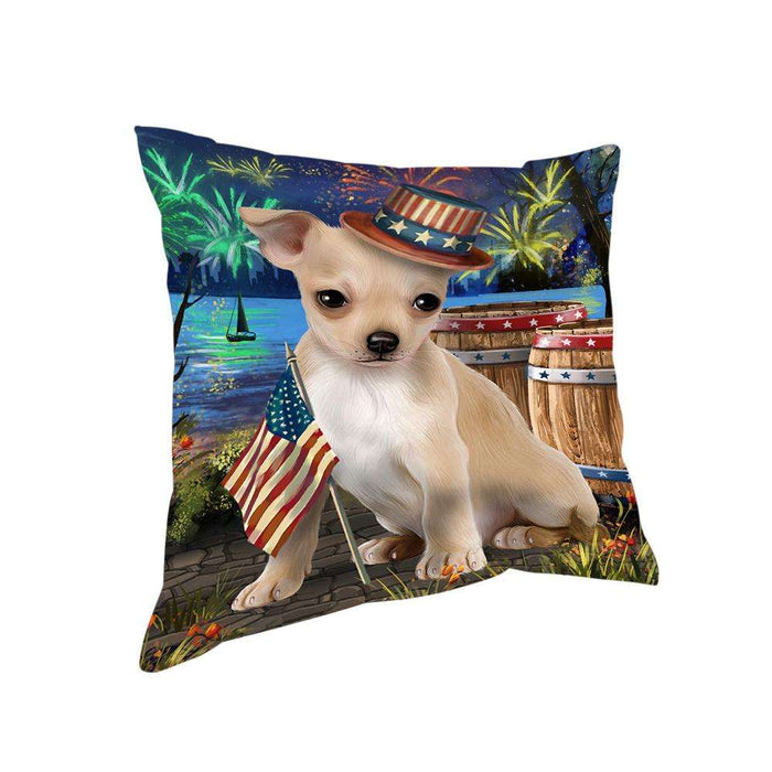 4th of July Independence Day Fireworks Chihuahua Dog at the Lake Pillow PIL60552