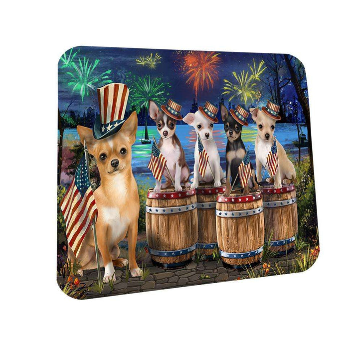 4th of July Independence Day Fireworks Chihuahuas at the Lake Coasters Set of 4 CST50985