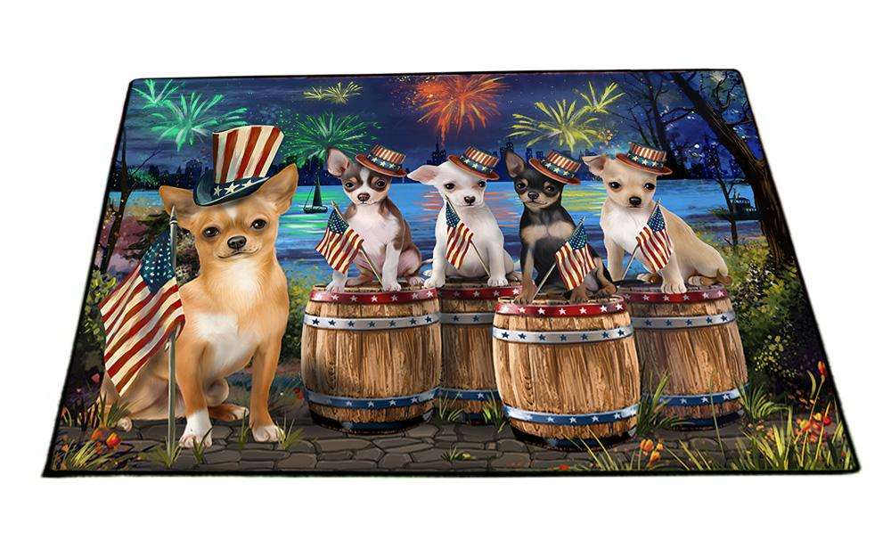 4th of July Independence Day Fireworks Chihuahuas at the Lake Floormat FLMS50904
