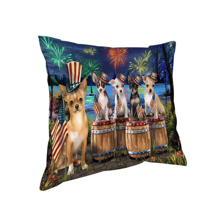 4th of July Independence Day Fireworks Chihuahuas at the Lake Pillow PIL60168
