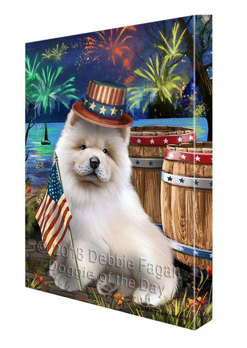 4th of July Independence Day Fireworks Chow Chow Dog at the Lake Canvas Print Wall Art Décor CVS76733