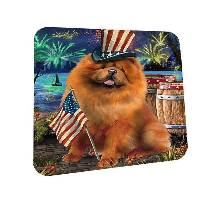 4th of July Independence Day Fireworks Chow Chow Dog at the Lake Coasters Set of 4 CST51082