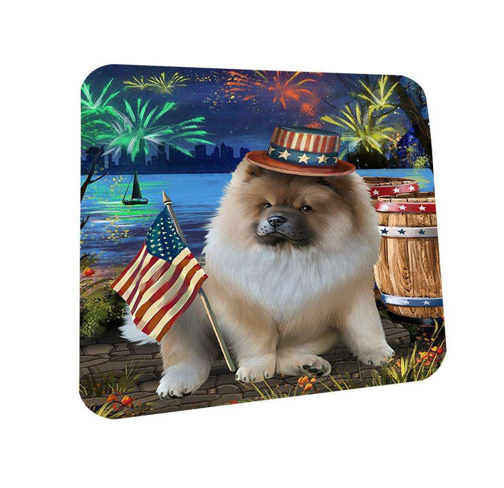 4th of July Independence Day Fireworks Chow Chow Dog at the Lake Coasters Set of 4 CST51083