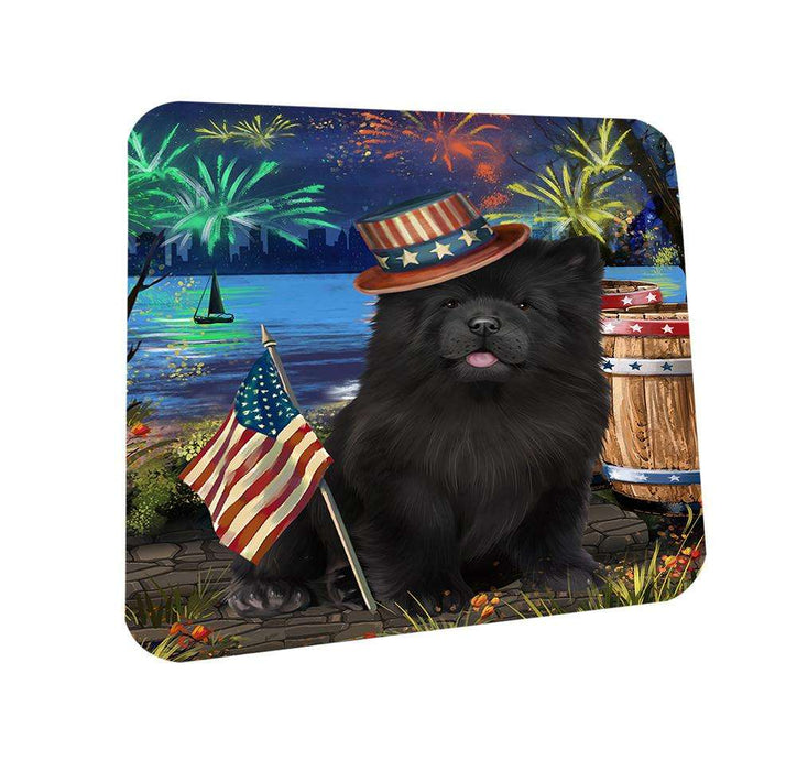 4th of July Independence Day Fireworks Chow Chow Dog at the Lake Coasters Set of 4 CST51084