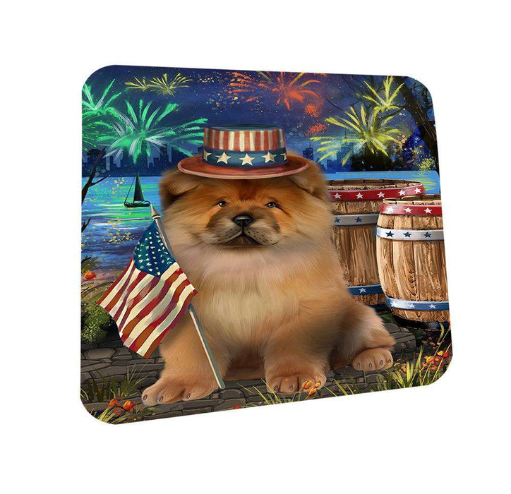 4th of July Independence Day Fireworks Chow Chow Dog at the Lake Coasters Set of 4 CST51085