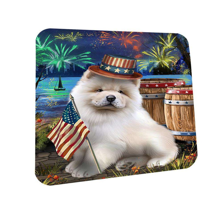 4th of July Independence Day Fireworks Chow Chow Dog at the Lake Coasters Set of 4 CST51086