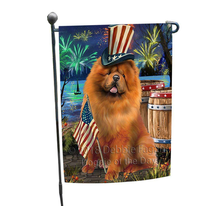 4th of July Independence Day Fireworks Chow Chow Dog at the Lake Garden Flag GFLG51045