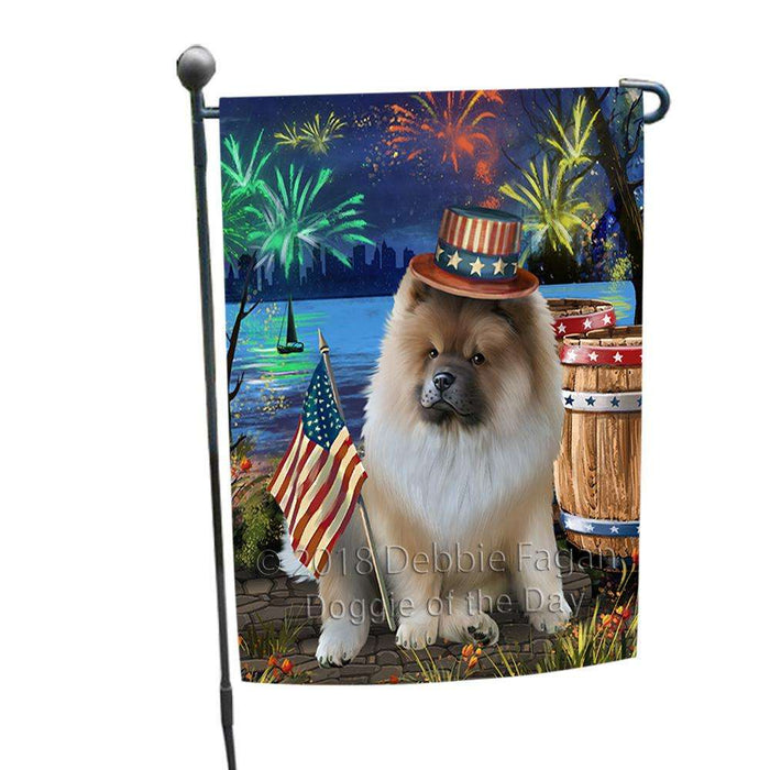 4th of July Independence Day Fireworks Chow Chow Dog at the Lake Garden Flag GFLG51046