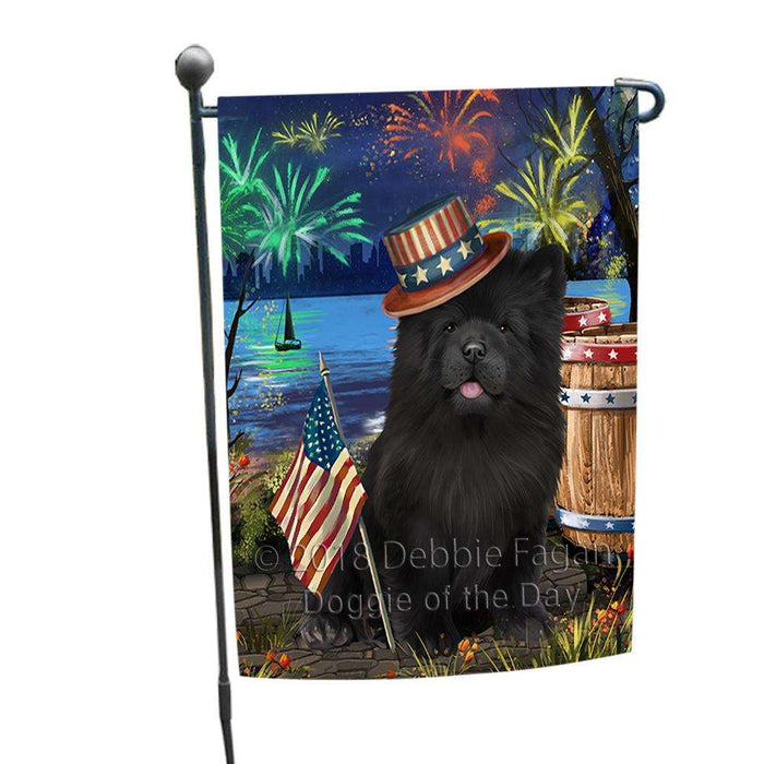 4th of July Independence Day Fireworks Chow Chow Dog at the Lake Garden Flag GFLG51047