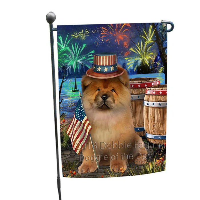4th of July Independence Day Fireworks Chow Chow Dog at the Lake Garden Flag GFLG51048
