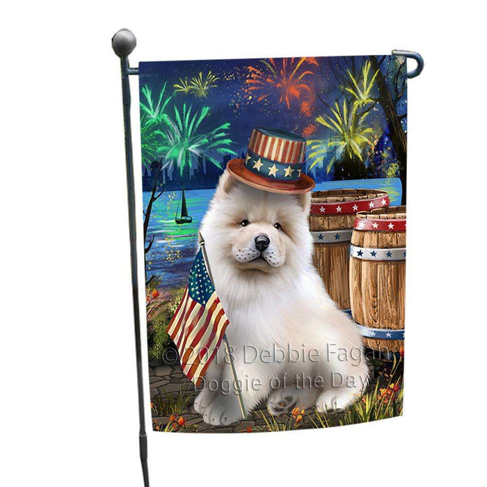 4th of July Independence Day Fireworks Chow Chow Dog at the Lake Garden Flag GFLG51049