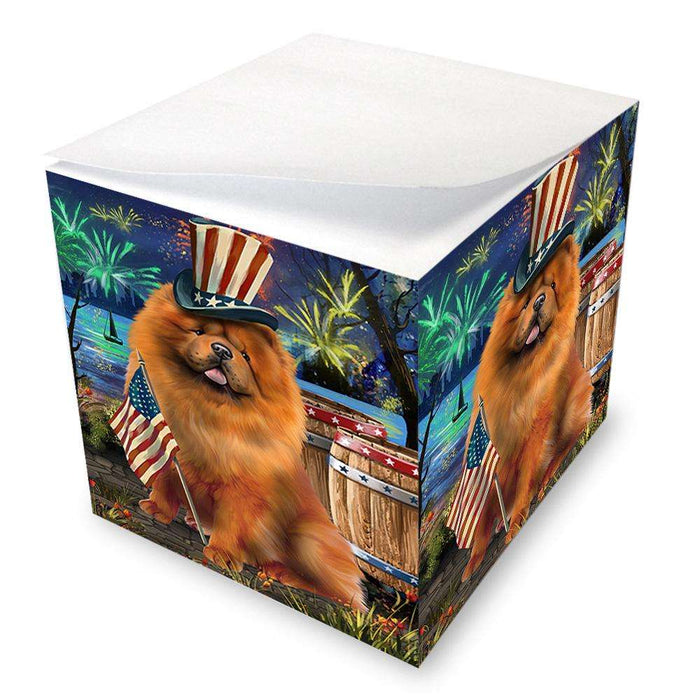4th of July Independence Day Fireworks Chow Chow Dog at the Lake Note Cube NOC51123