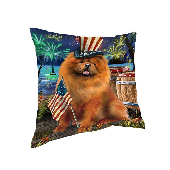 4th of July Independence Day Fireworks Chow Chow Dog at the Lake Pillow PIL60556