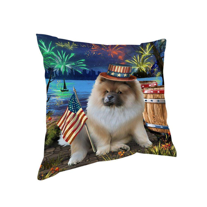 4th of July Independence Day Fireworks Chow Chow Dog at the Lake Pillow PIL60560