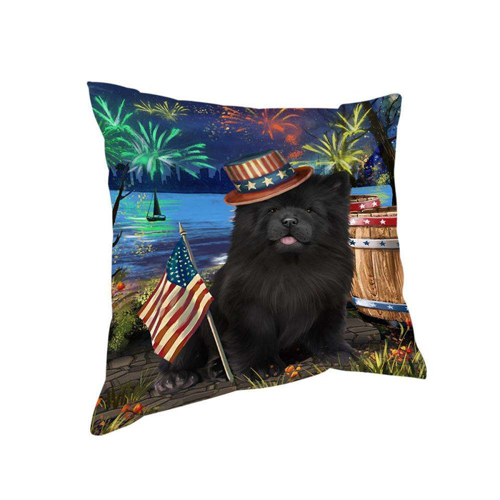 4th of July Independence Day Fireworks Chow Chow Dog at the Lake Pillow PIL60564