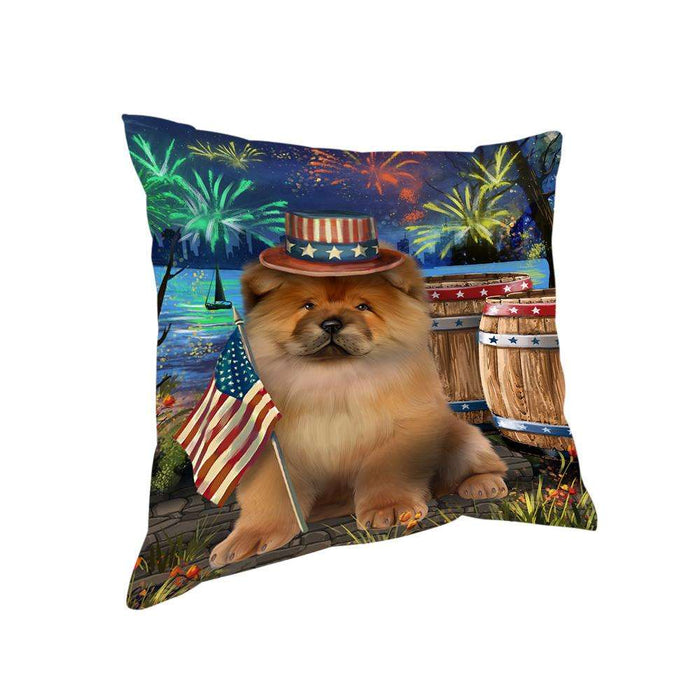 4th of July Independence Day Fireworks Chow Chow Dog at the Lake Pillow PIL60568