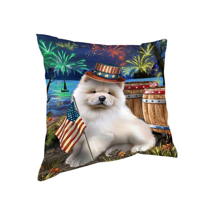 4th of July Independence Day Fireworks Chow Chow Dog at the Lake Pillow PIL60572
