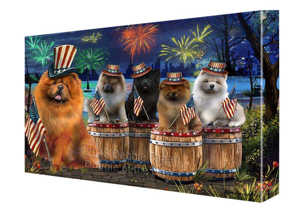 4th of July Independence Day Fireworks Chow Chows at the Lake Canvas Print Wall Art Décor CVS75833