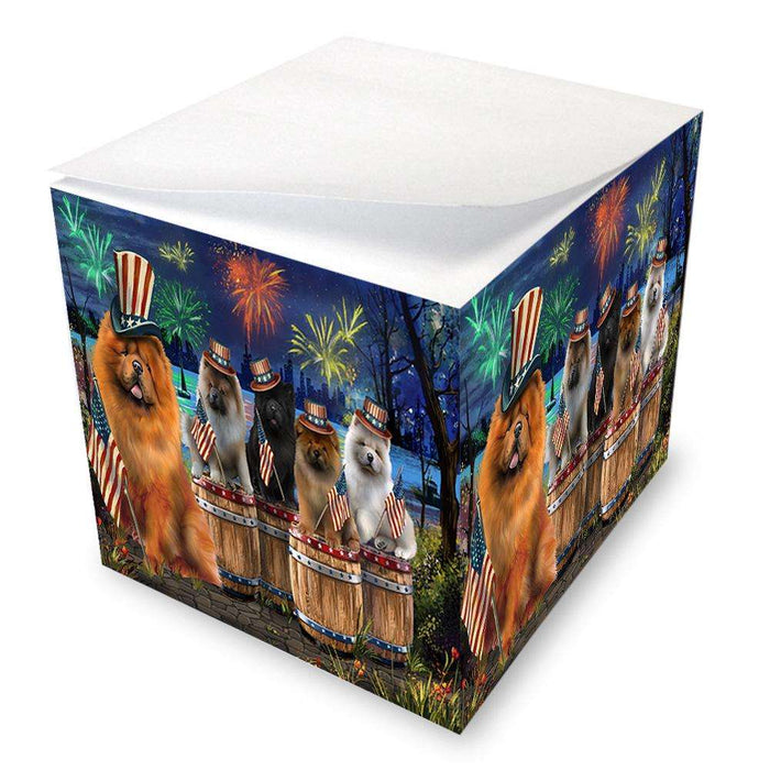 4th of July Independence Day Fireworks Chow Chows at the Lake Note Cube NOC51027