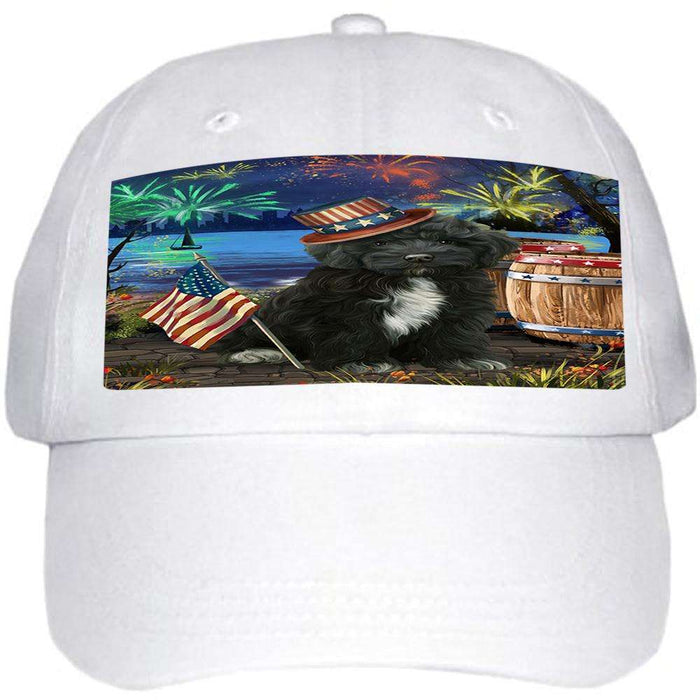 4th of July Independence Day Fireworks Cockapoo Dog at the Lake Ball Hat Cap HAT57120