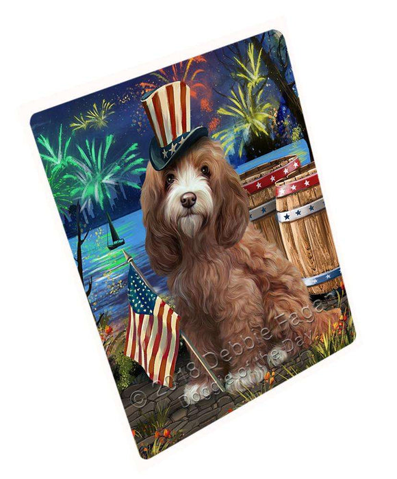 4th of July Independence Day Fireworks Cockapoo Dog at the Lake Blanket BLNKT76233