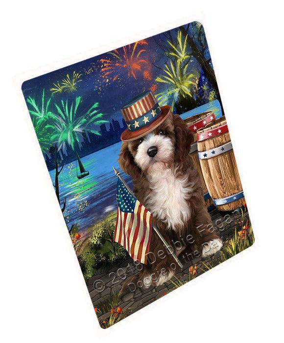 4th of July Independence Day Fireworks Cockapoo Dog at the Lake Blanket BLNKT76251