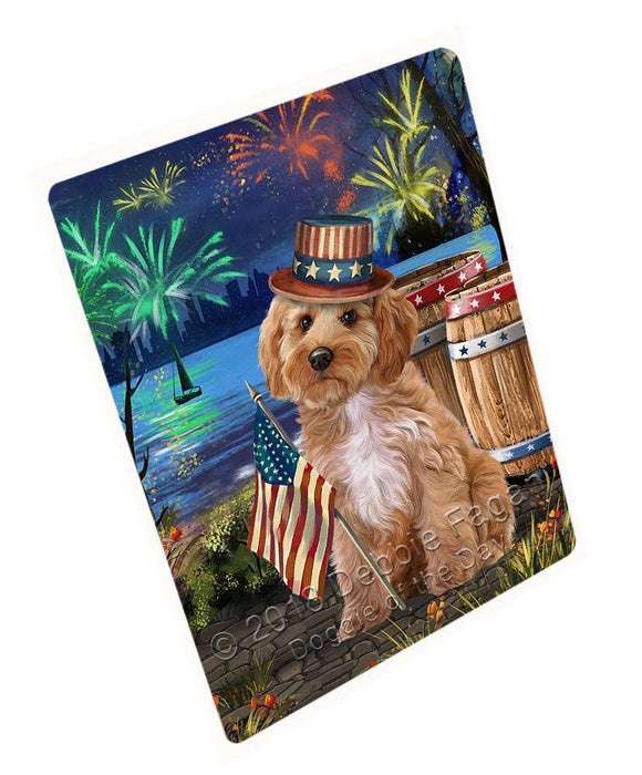 4th of July Independence Day Fireworks Cockapoo Dog at the Lake Blanket BLNKT76260