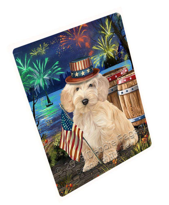 4th of July Independence Day Fireworks Cockapoo Dog at the Lake Blanket BLNKT76269