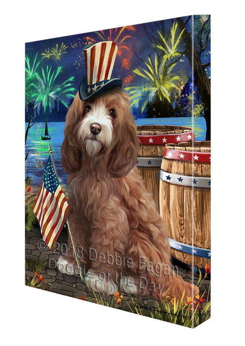 4th of July Independence Day Fireworks Cockapoo Dog at the Lake Canvas Print Wall Art Décor CVS76742