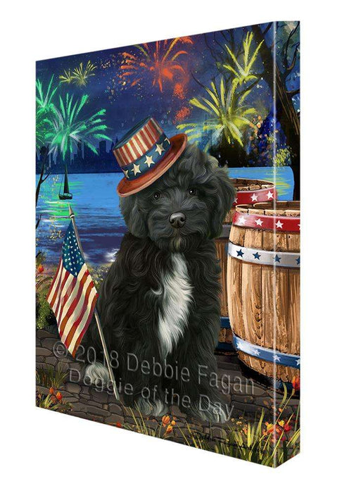 4th of July Independence Day Fireworks Cockapoo Dog at the Lake Canvas Print Wall Art Décor CVS76751