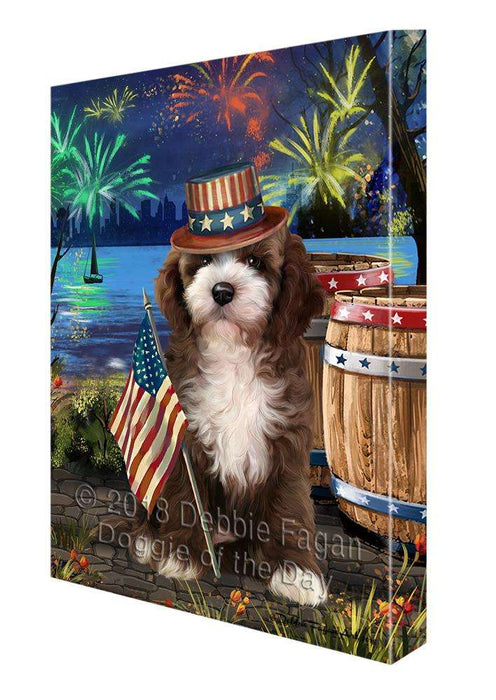 4th of July Independence Day Fireworks Cockapoo Dog at the Lake Canvas Print Wall Art Décor CVS76760