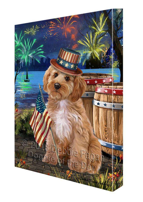 4th of July Independence Day Fireworks Cockapoo Dog at the Lake Canvas Print Wall Art Décor CVS76769