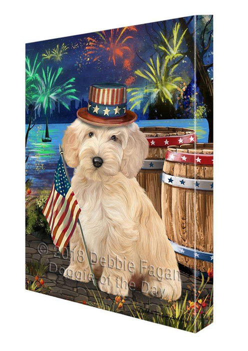 4th of July Independence Day Fireworks Cockapoo Dog at the Lake Canvas Print Wall Art Décor CVS76778