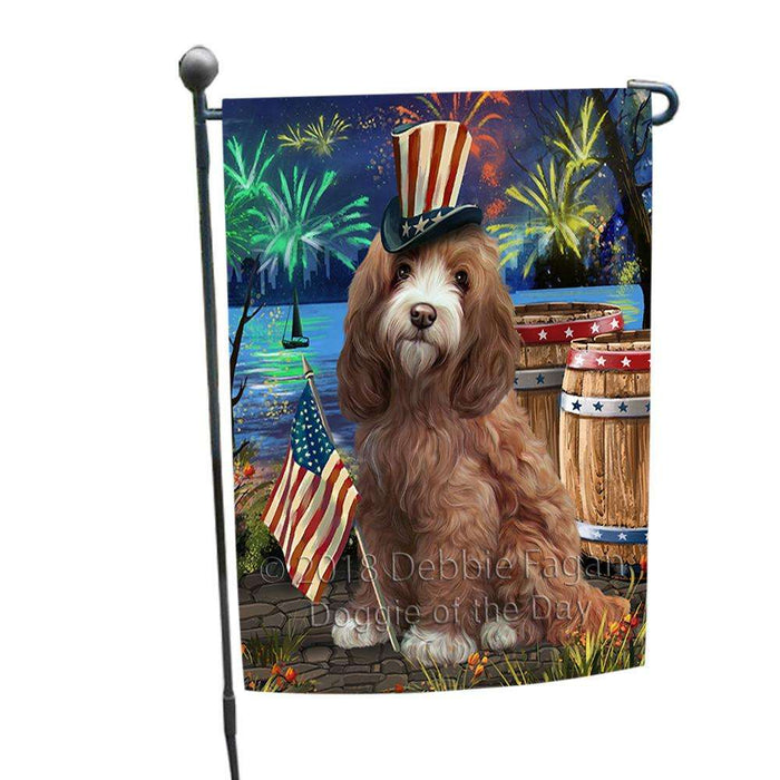 4th of July Independence Day Fireworks Cockapoo Dog at the Lake Garden Flag GFLG51050