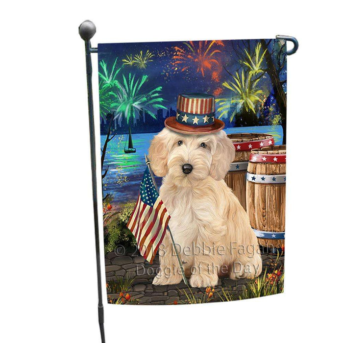 4th of July Independence Day Fireworks Cockapoo Dog at the Lake Garden Flag GFLG51054