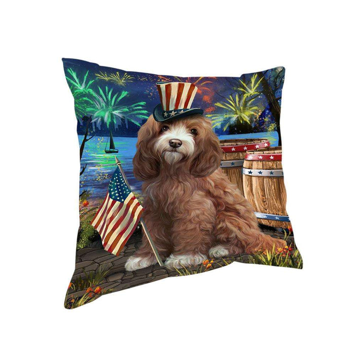 4th of July Independence Day Fireworks Cockapoo Dog at the Lake Pillow PIL60576