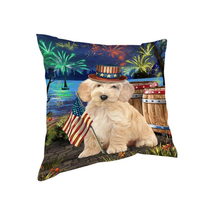 4th of July Independence Day Fireworks Cockapoo Dog at the Lake Pillow PIL60592