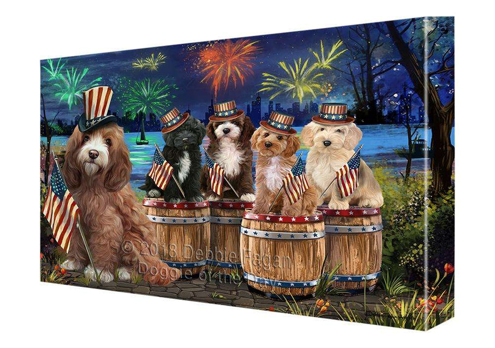 4th of July Independence Day Fireworks Cockapoos at the Lake Canvas Print Wall Art Décor CVS75842