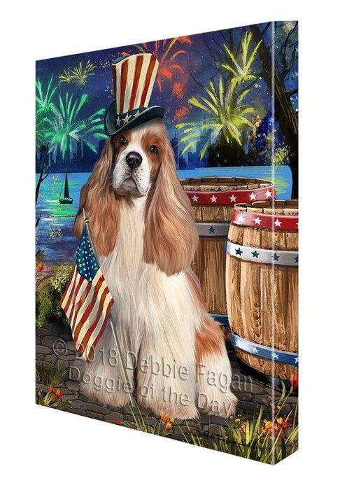 4th of July Independence Day Fireworks Cocker Spaniel Dog at the Lake Canvas Print Wall Art Décor CVS76787