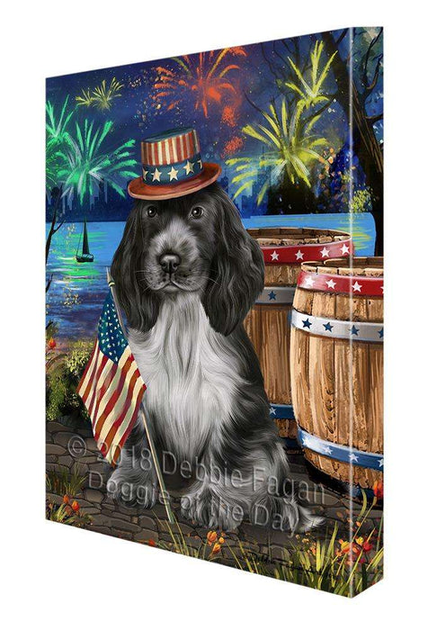 4th of July Independence Day Fireworks Cocker Spaniel Dog at the Lake Canvas Print Wall Art Décor CVS76796