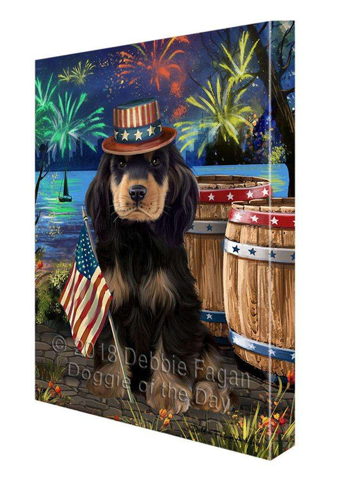 4th of July Independence Day Fireworks Cocker Spaniel Dog at the Lake Canvas Print Wall Art Décor CVS76805