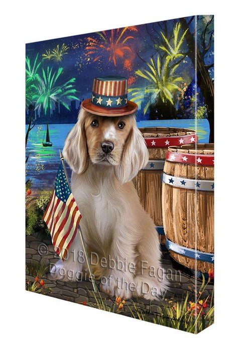 4th of July Independence Day Fireworks Cocker Spaniel Dog at the Lake Canvas Print Wall Art Décor CVS76814