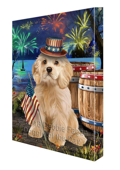 4th of July Independence Day Fireworks Cocker Spaniel Dog at the Lake Canvas Print Wall Art Décor CVS76823