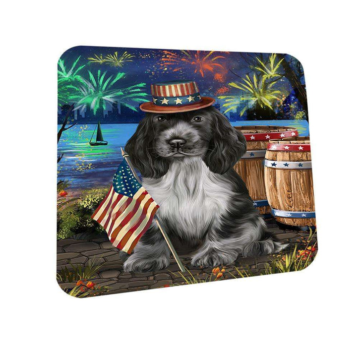 4th of July Independence Day Fireworks Cocker Spaniel Dog at the Lake Coasters Set of 4 CST51093