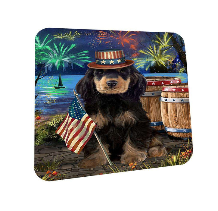 4th of July Independence Day Fireworks Cocker Spaniel Dog at the Lake Coasters Set of 4 CST51094