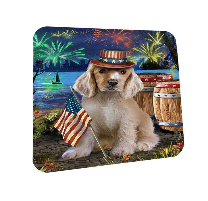 4th of July Independence Day Fireworks Cocker Spaniel Dog at the Lake Coasters Set of 4 CST51095