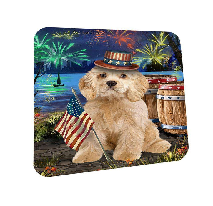 4th of July Independence Day Fireworks Cocker Spaniel Dog at the Lake Coasters Set of 4 CST51096