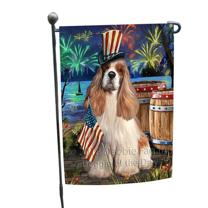 4th of July Independence Day Fireworks Cocker Spaniel Dog at the Lake Garden Flag GFLG51055