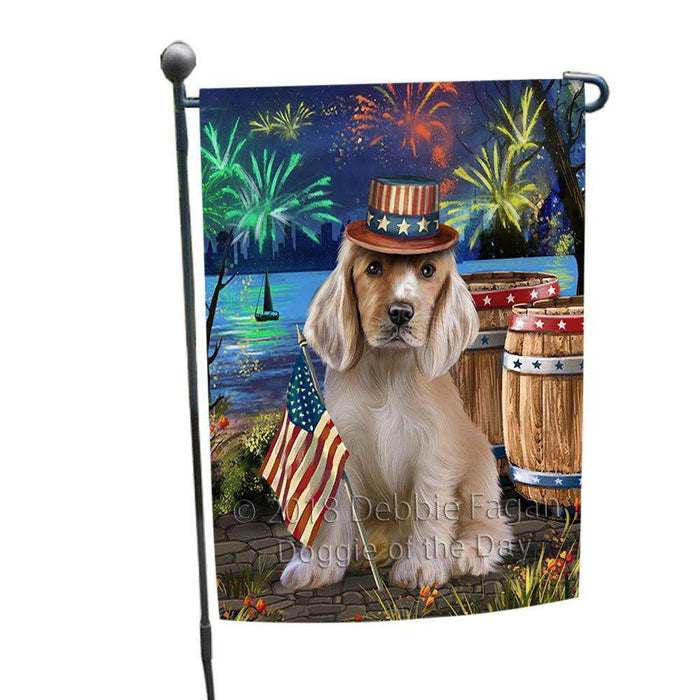 4th of July Independence Day Fireworks Cocker Spaniel Dog at the Lake Garden Flag GFLG51058